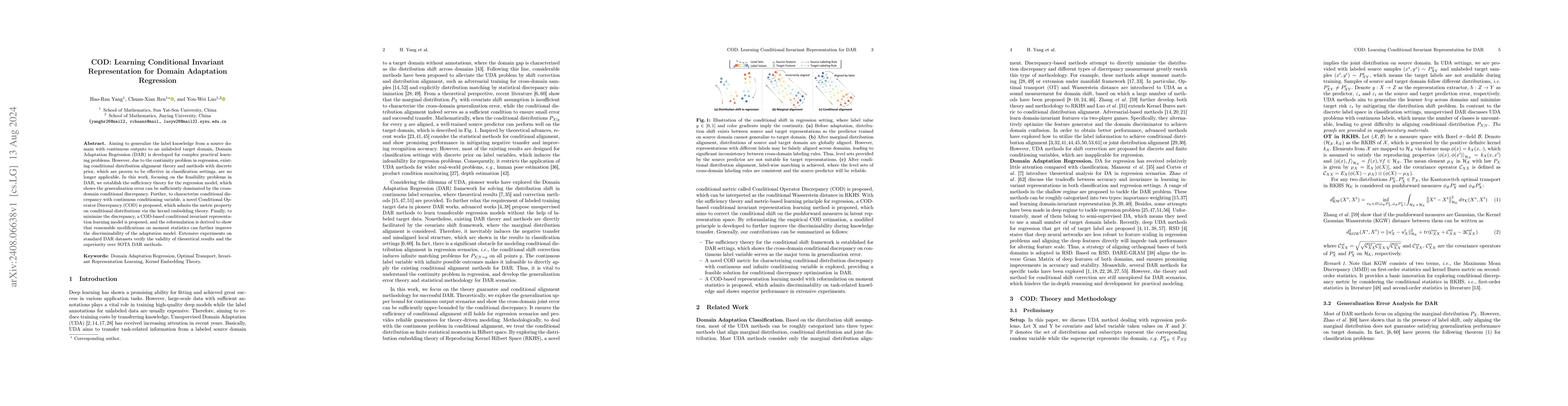 Thumbnail for COD: Learning Conditional Invariant Representation for Domain Adaptation
  Regression
