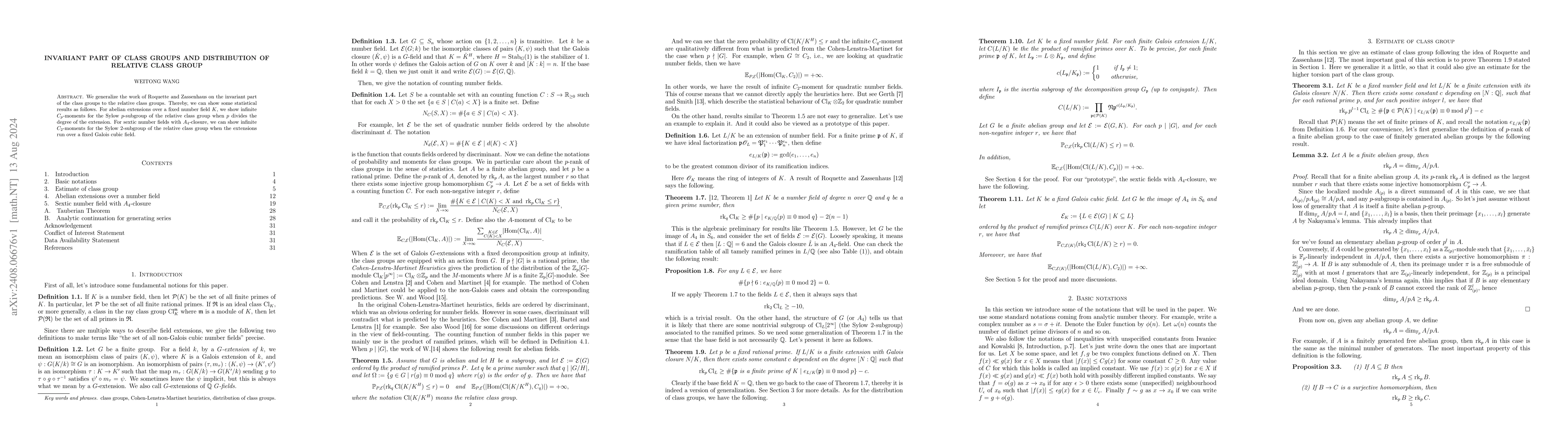 Thumbnail for Invariant part of class group and distribution of relative class group