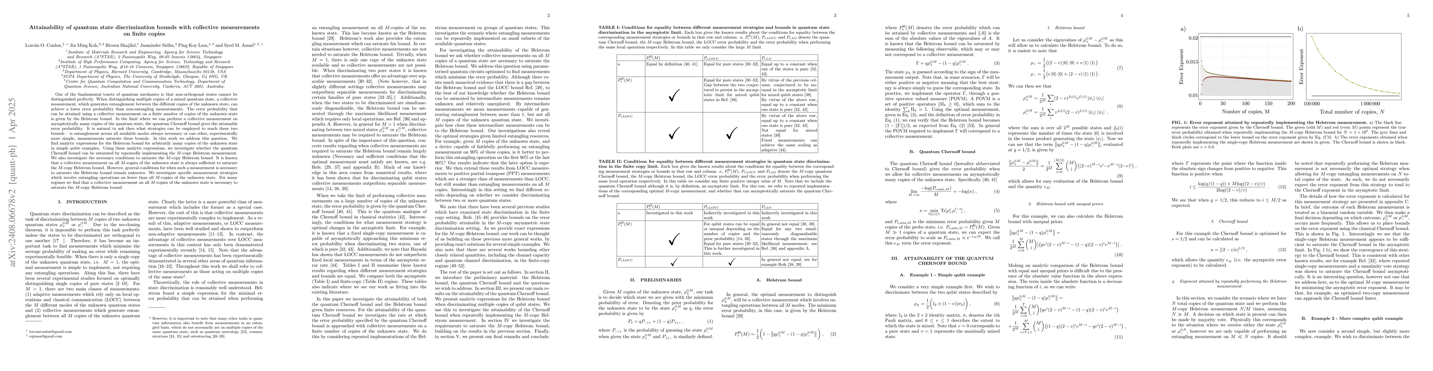 Thumbnail for Attainability of quantum state discrimination bounds with collective
  measurements on finite copies