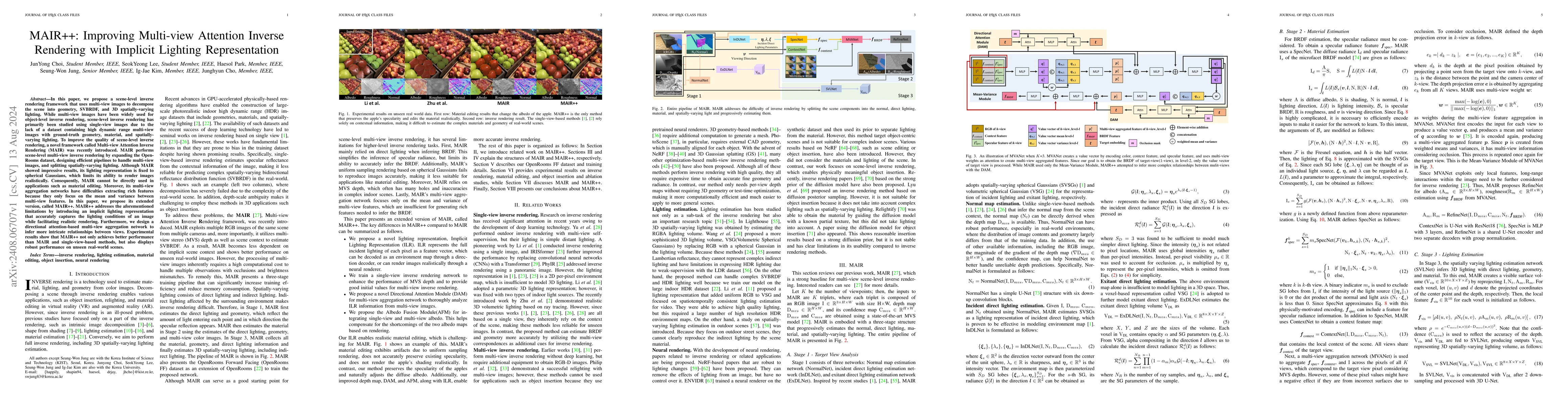 Thumbnail for MAIR++: Improving Multi-view Attention Inverse Rendering with Implicit
  Lighting Representation