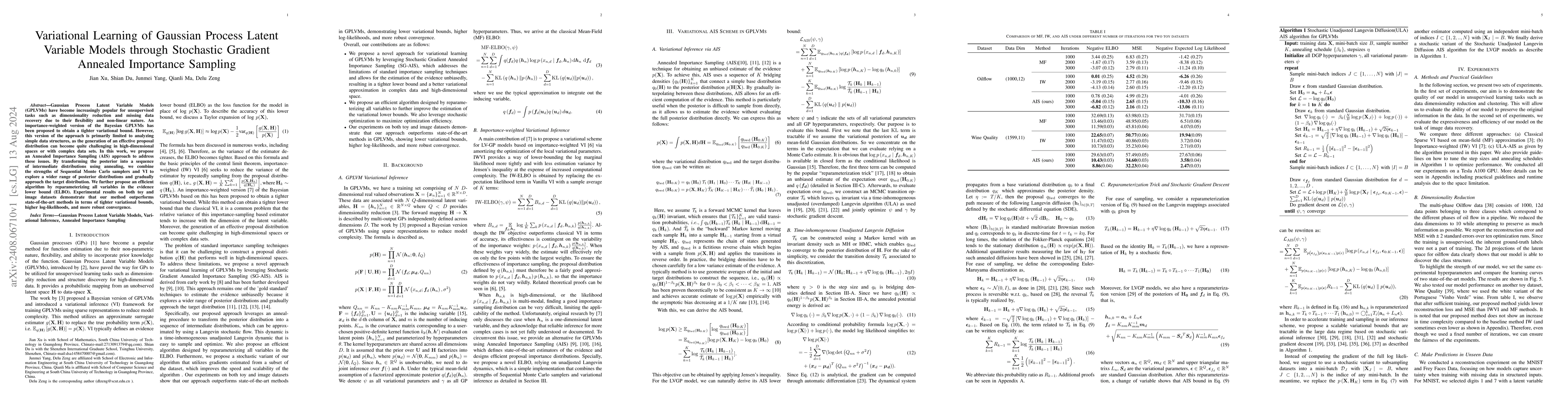 Thumbnail for Variational Learning of Gaussian Process Latent Variable Models through
  Stochastic Gradient Annealed Importance Sampling
