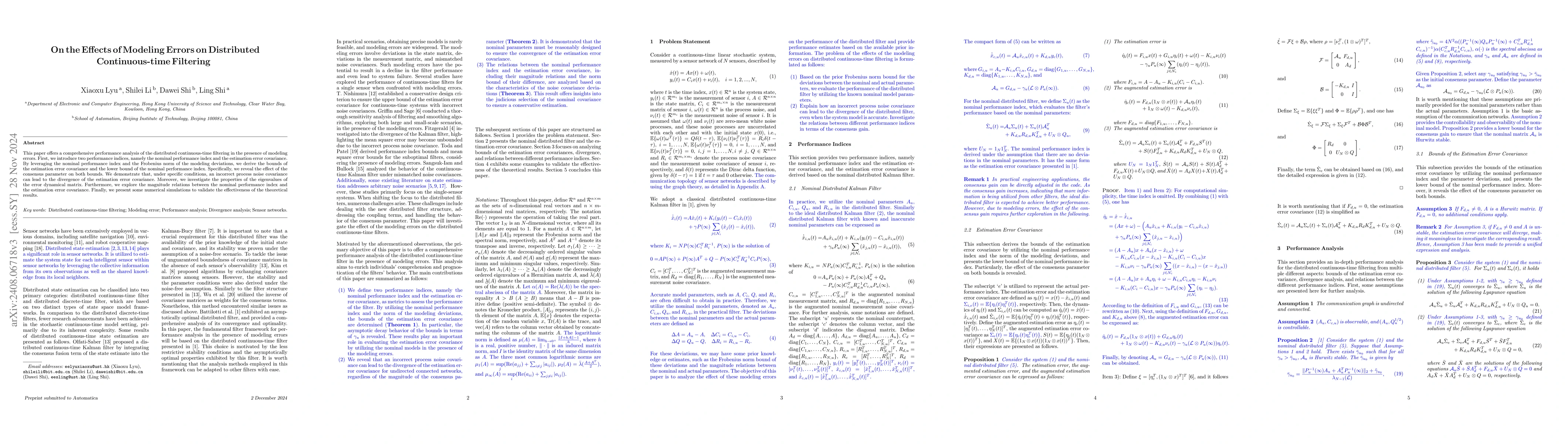 Thumbnail for On the Effects of Modeling Errors on Distributed Continuous-time
  Filtering