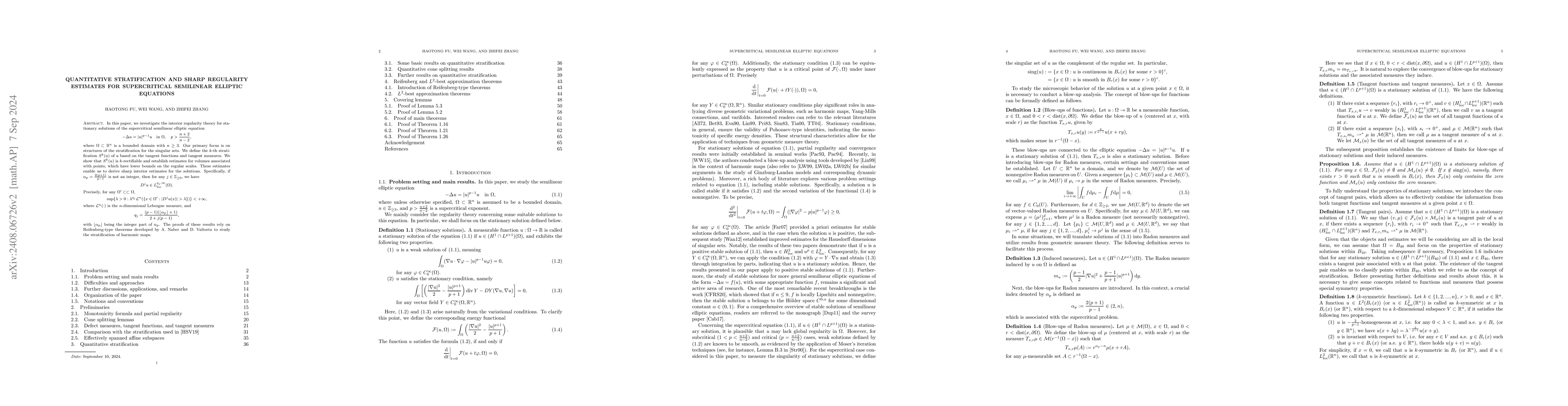Thumbnail for Quantitative stratification and sharp regularity estimates for
  supercritical semilinear elliptic equations