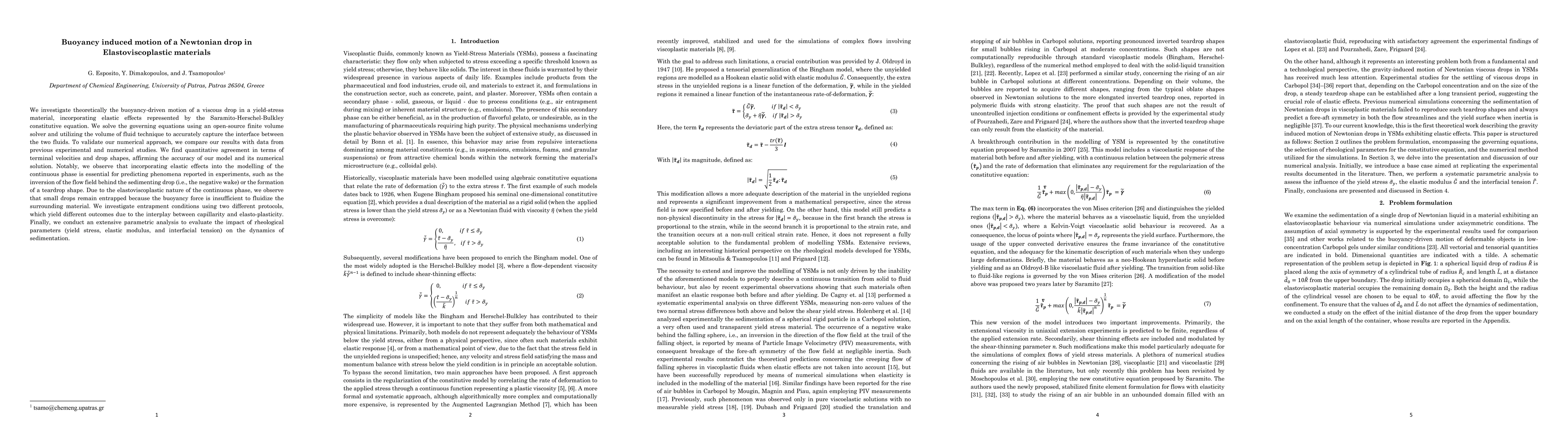 Thumbnail for Buoyancy induced motion of a Newtonian drop in elastoviscoplastic
  materials