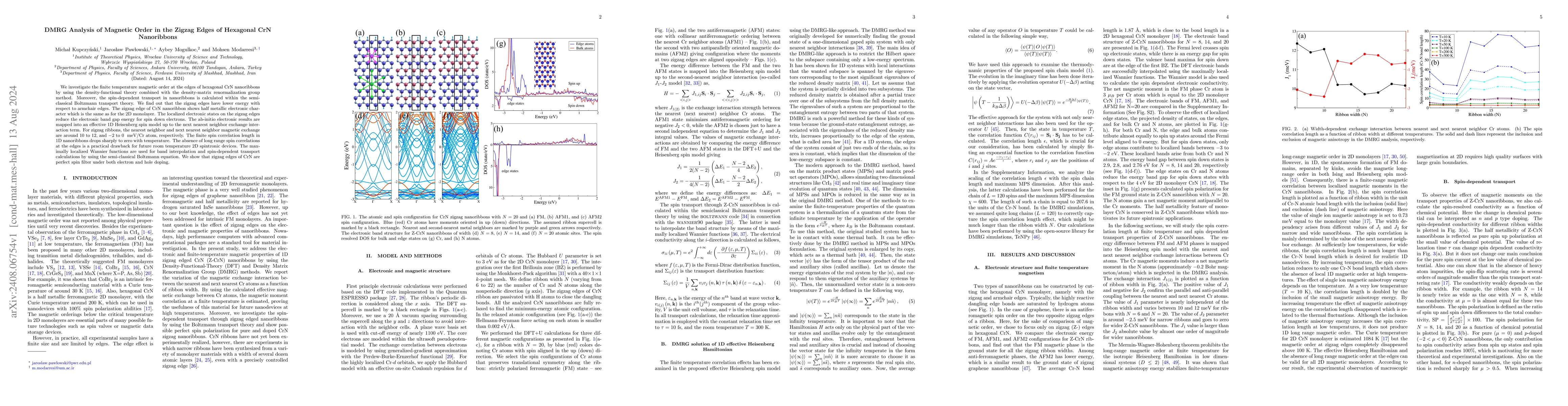 Thumbnail for DMRG Analysis of Magnetic Order in the Zigzag Edges of Hexagonal CrN
  Nanoribbons