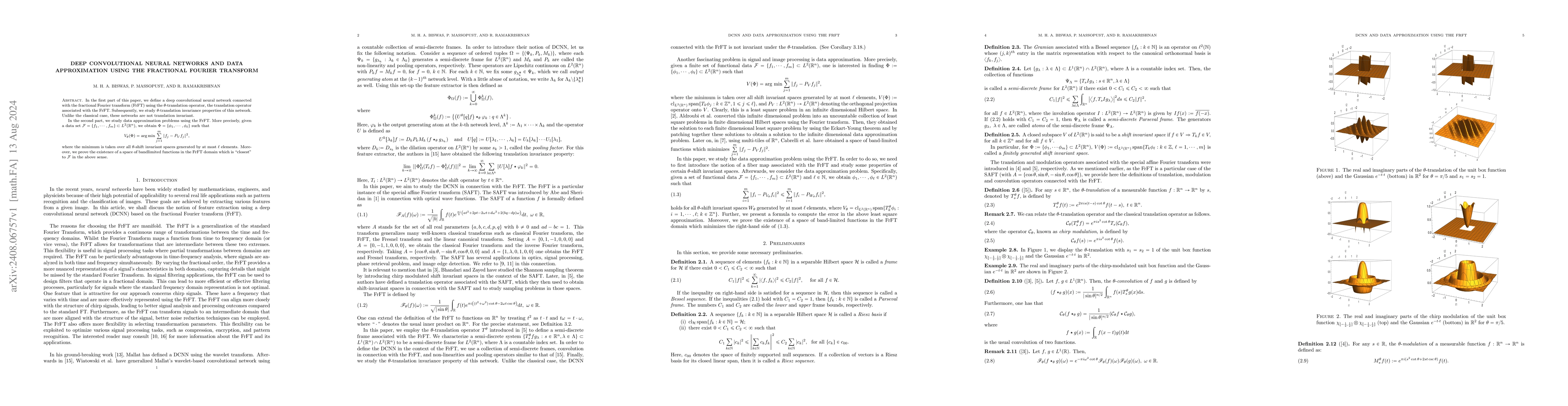 Thumbnail for Deep convolutional neural networks and data approximation using the
  fractional Fourier transform