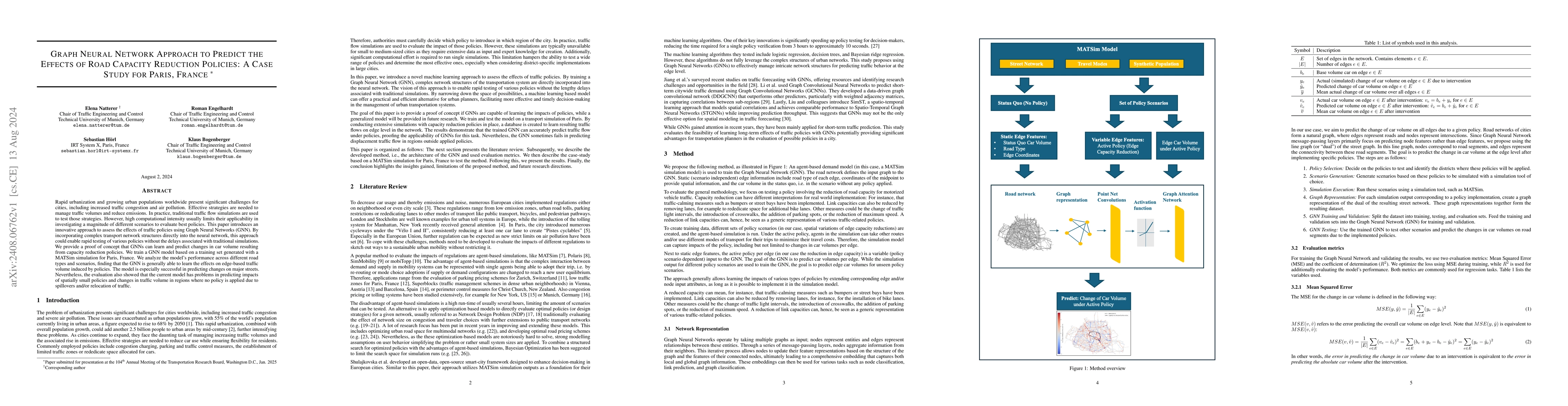 Thumbnail for Graph Neural Network Approach to Predict the Effects of Road Capacity
  Reduction Policies: A Case Study for Paris, France