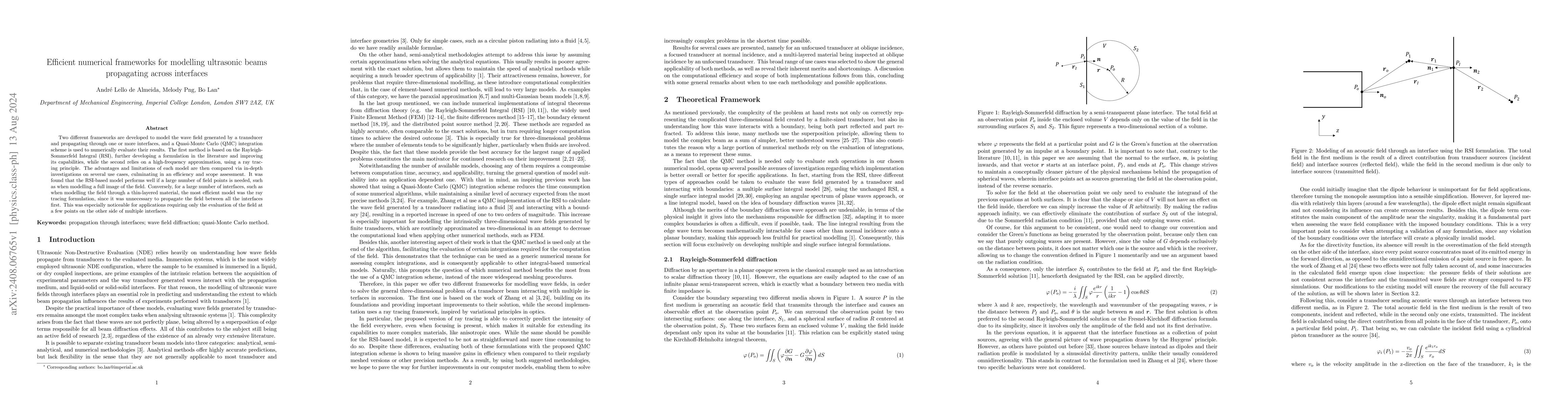 Thumbnail for Efficient numerical frameworks for modelling ultrasonic beams
  propagating across interfaces