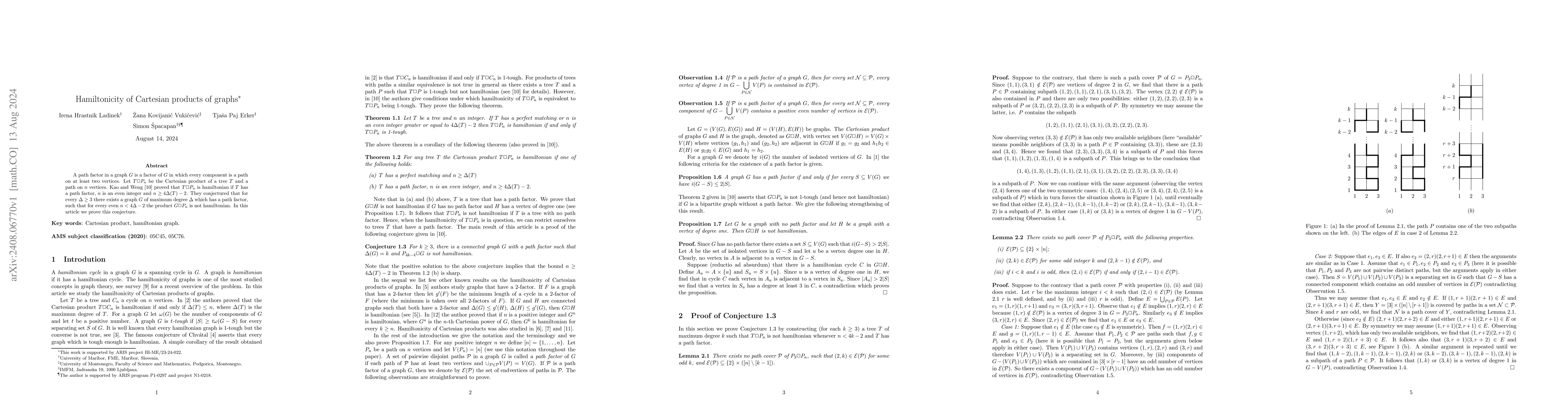 Thumbnail for Hamiltonicity of Cartesian products of graphs