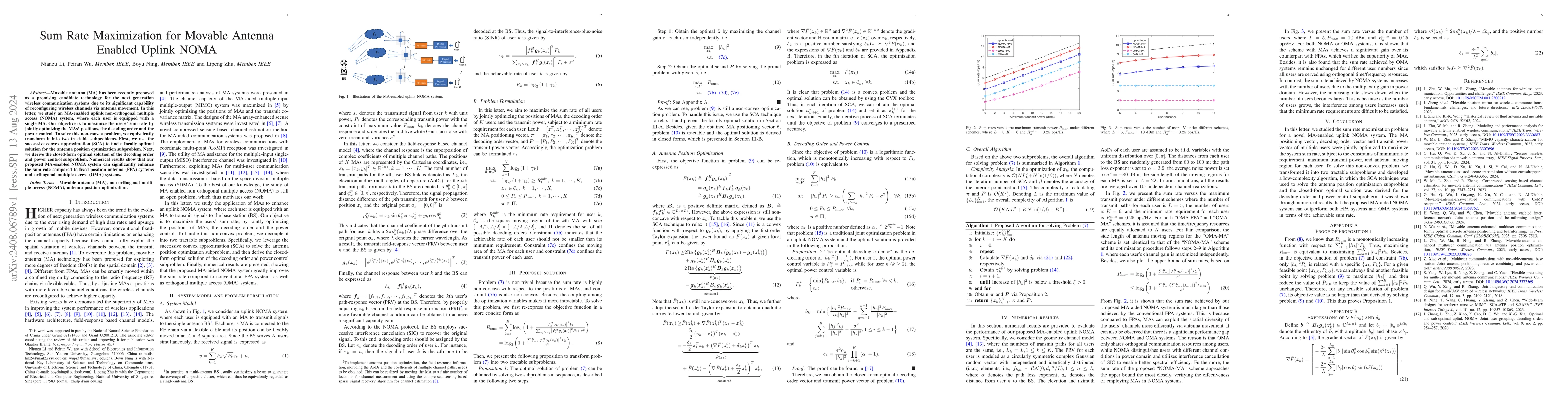 Thumbnail for Sum Rate Maximization for Movable Antenna Enabled Uplink NOMA