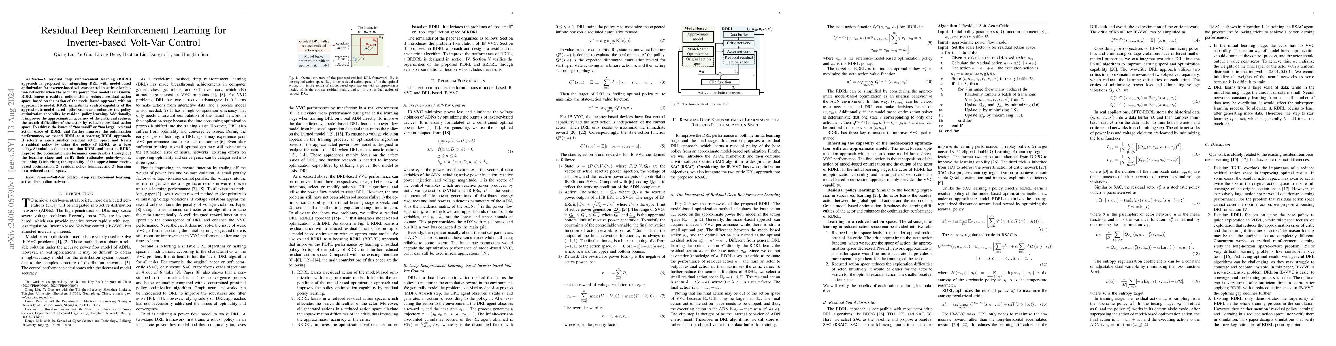 Thumbnail for Residual Deep Reinforcement Learning for Inverter-based Volt-Var Control