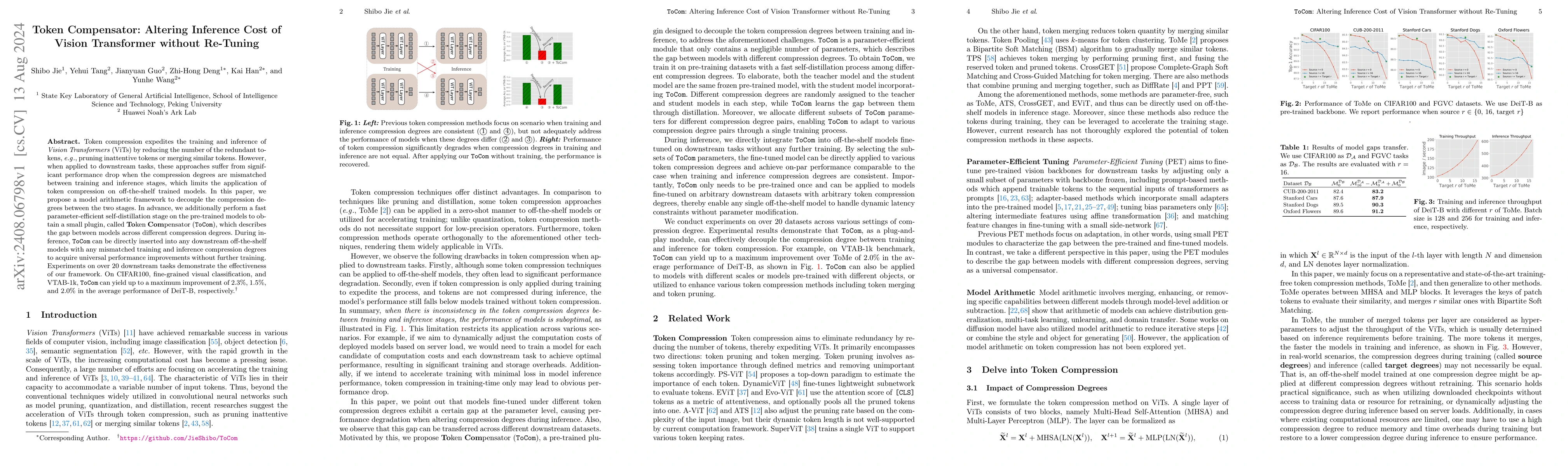 Thumbnail for Token Compensator: Altering Inference Cost of Vision Transformer without
  Re-Tuning