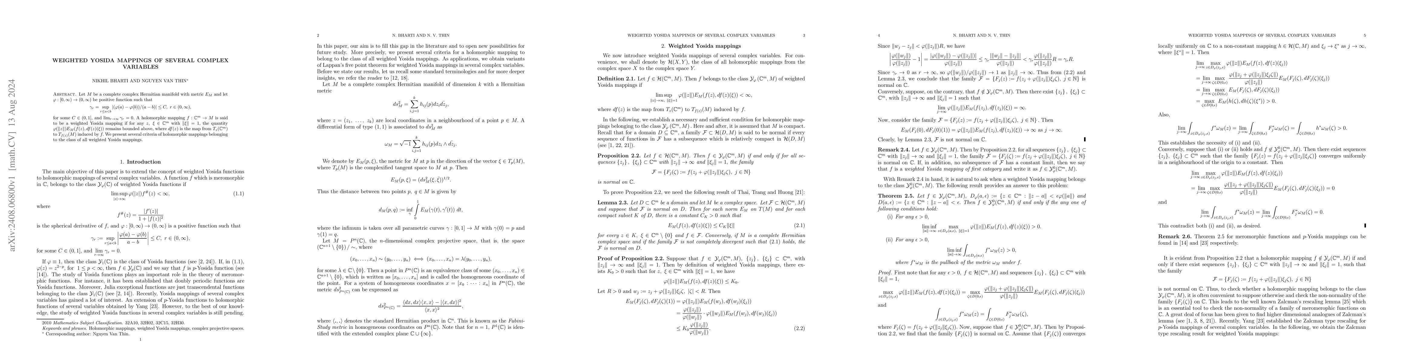 Thumbnail for Weighted Yosida Mappings of Several Complex Variables