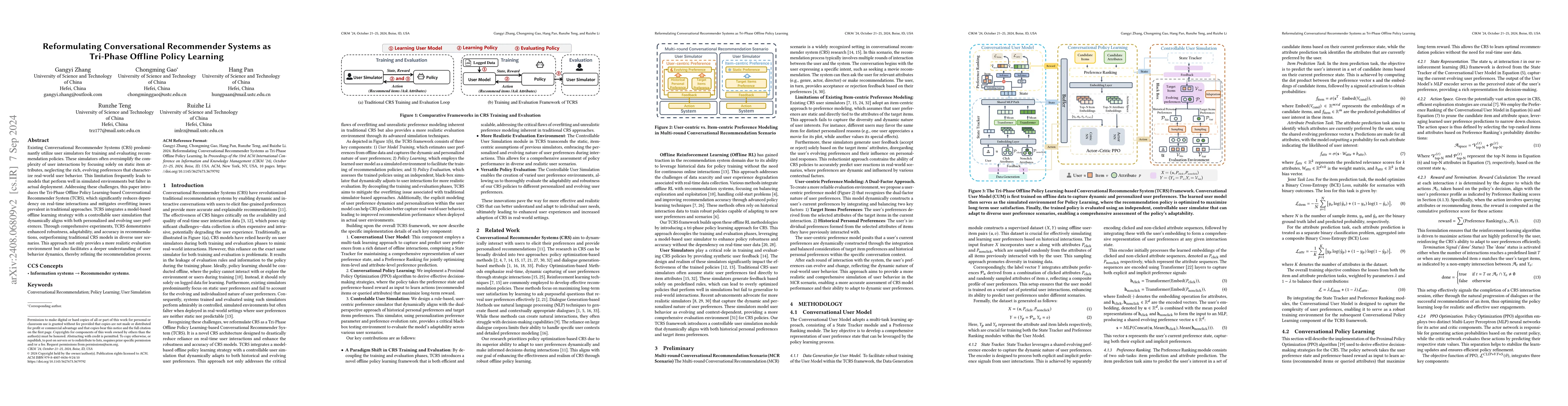 Thumbnail for Reformulating Conversational Recommender Systems as Tri-Phase Offline
  Policy Learning