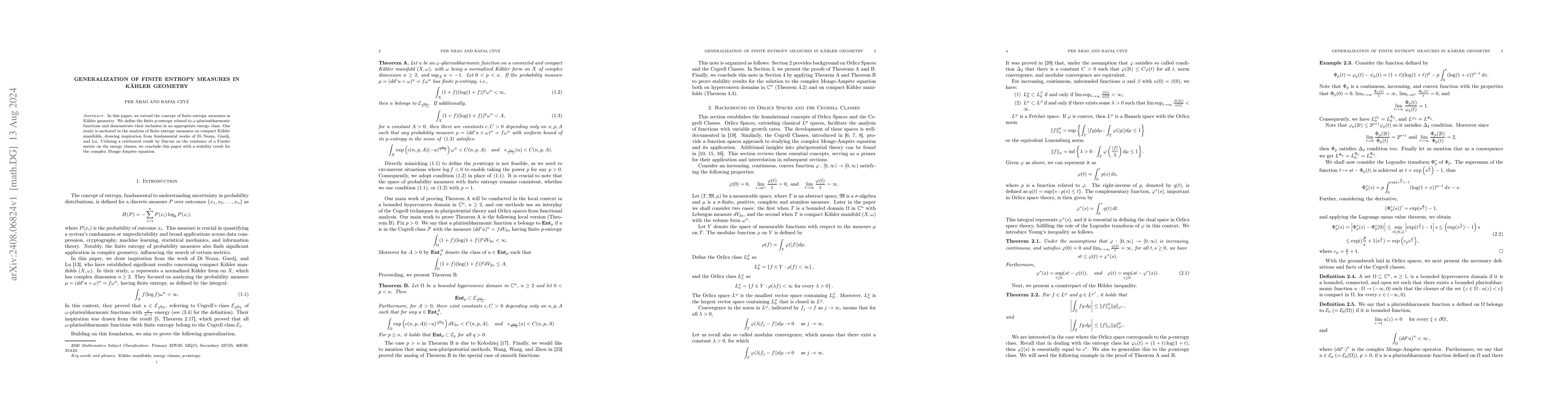 Thumbnail for Generalization of Finite Entropy Measures in Kähler Geometry