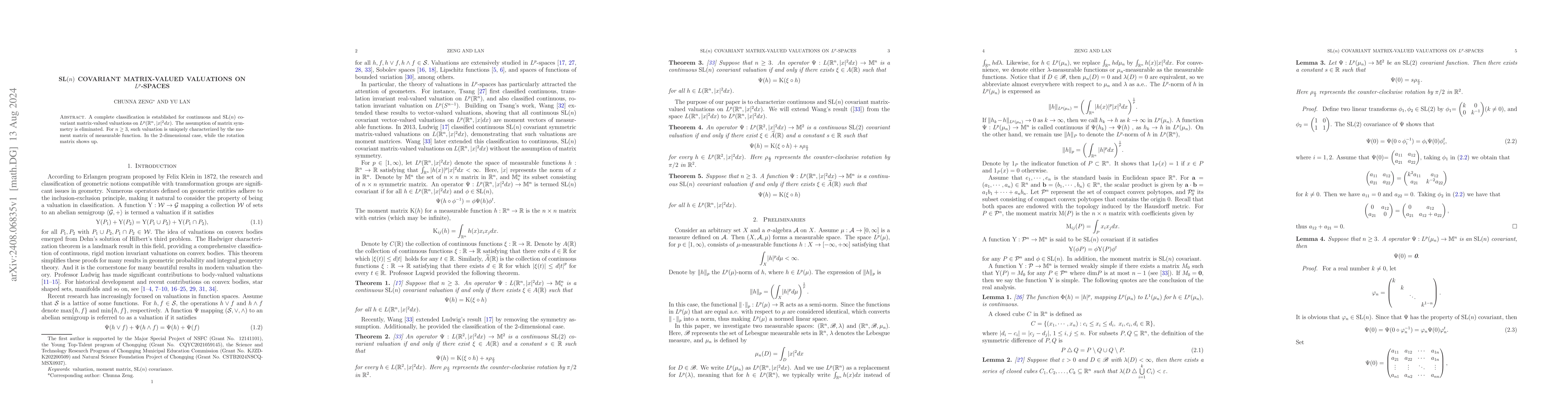 Thumbnail for SL(n) covariant matrix-valued valuations on Lp-spaces