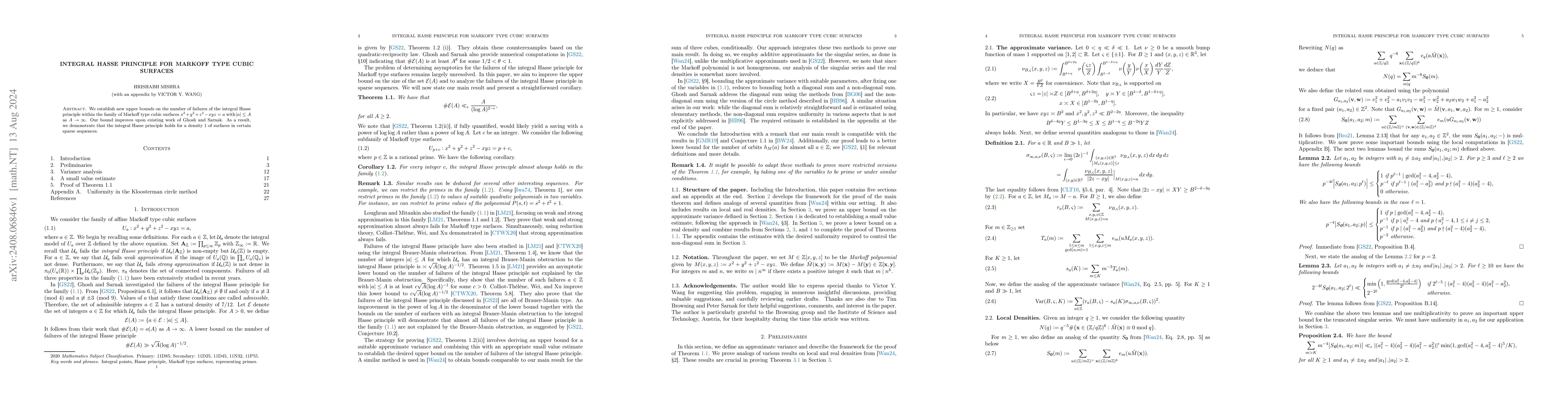 Thumbnail for Integral Hasse principle for Markoff type cubic surfaces
