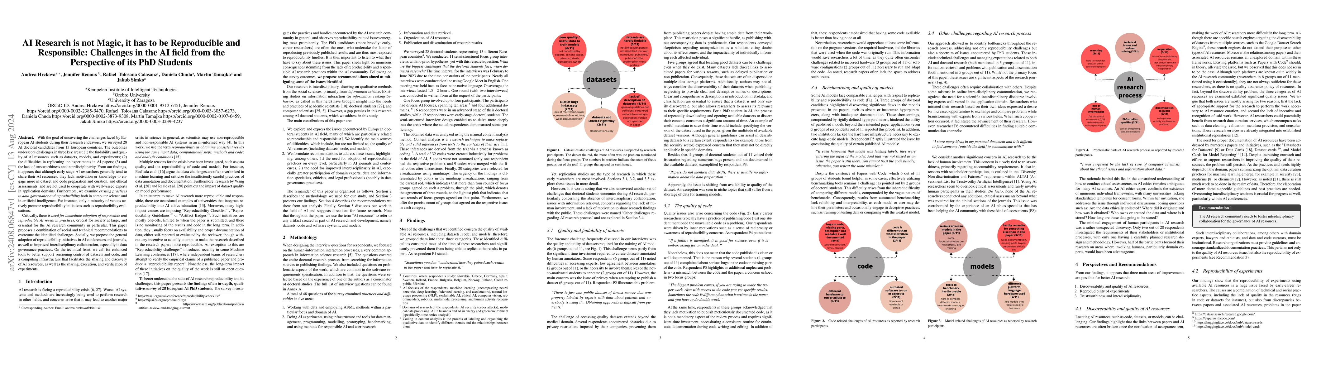 Thumbnail for AI Research is not Magic, it has to be Reproducible and Responsible:
  Challenges in the AI field from the Perspective of its PhD Students