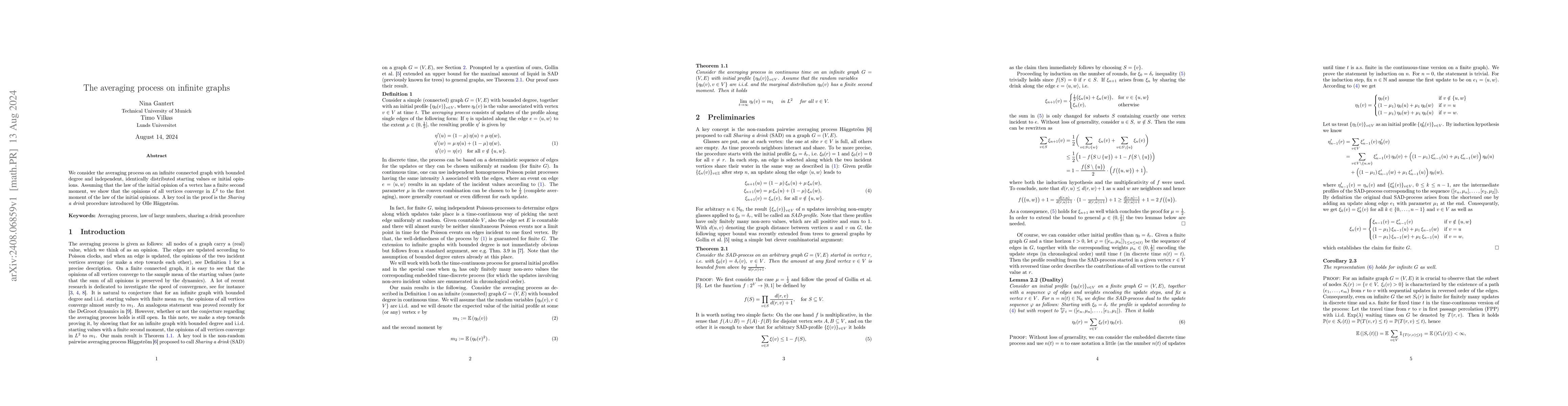 Thumbnail for The averaging process on infinite graphs