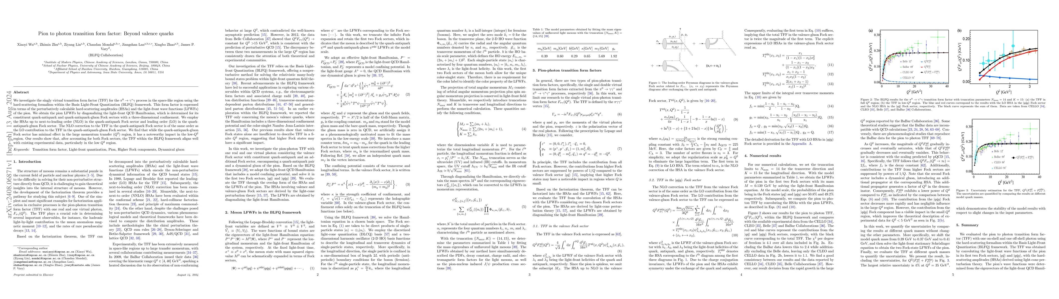 Thumbnail for Pion to photon transition form factor: Beyond valence quarks