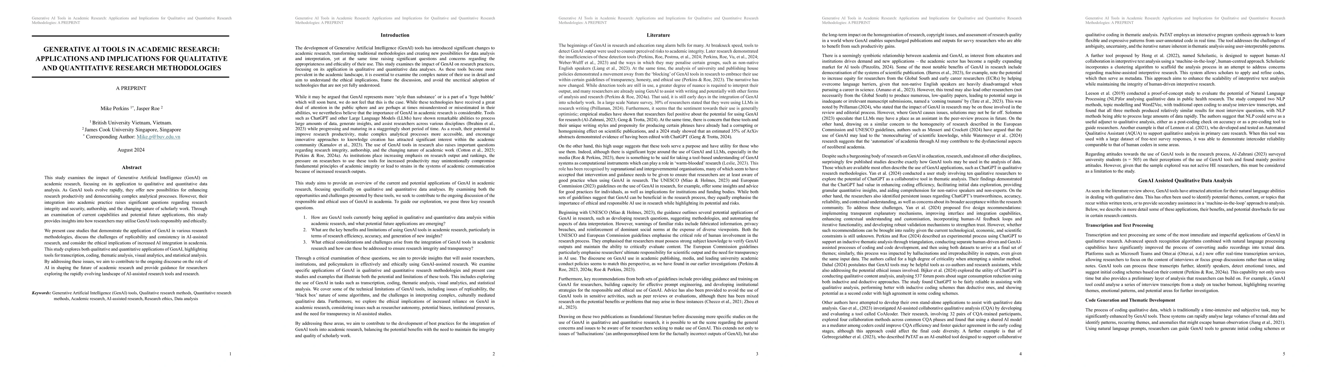 Thumbnail for Generative AI Tools in Academic Research: Applications and Implications
  for Qualitative and Quantitative Research Methodologies