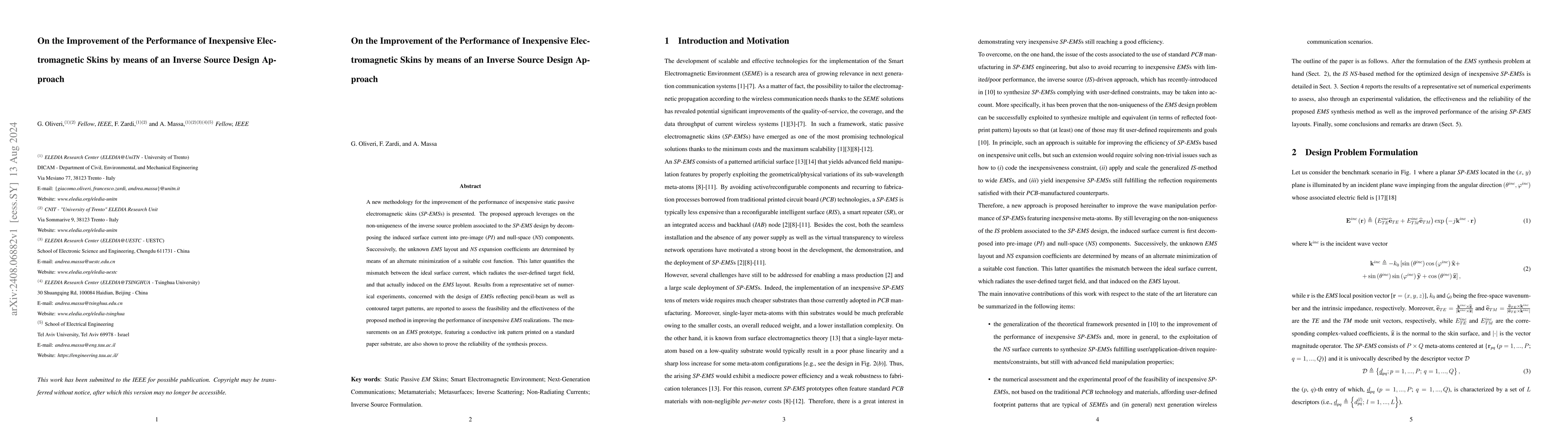 Thumbnail for On the Improvement of the Performance of Inexpensive Electromagnetic
  Skins by means of an Inverse Source Design Approach