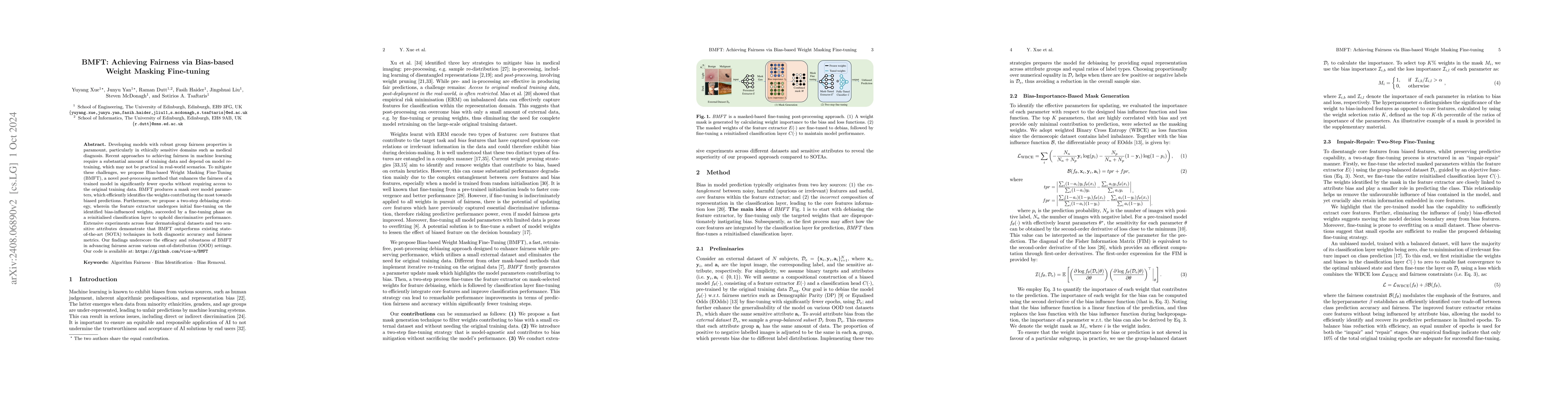 Thumbnail for BMFT: Achieving Fairness via Bias-based Weight Masking Fine-tuning