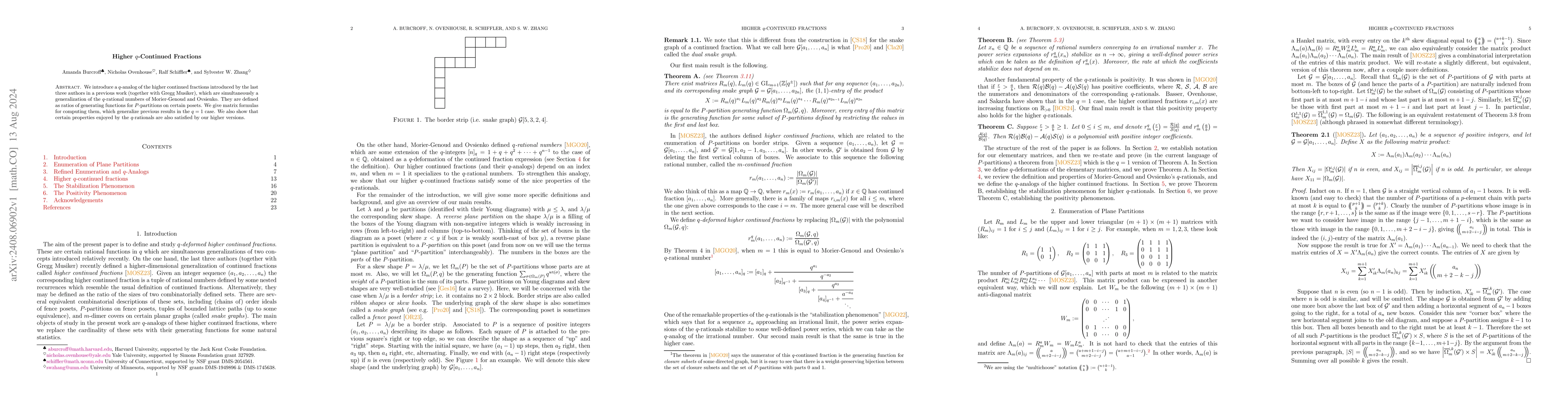 Thumbnail for Higher $q$-Continued Fractions