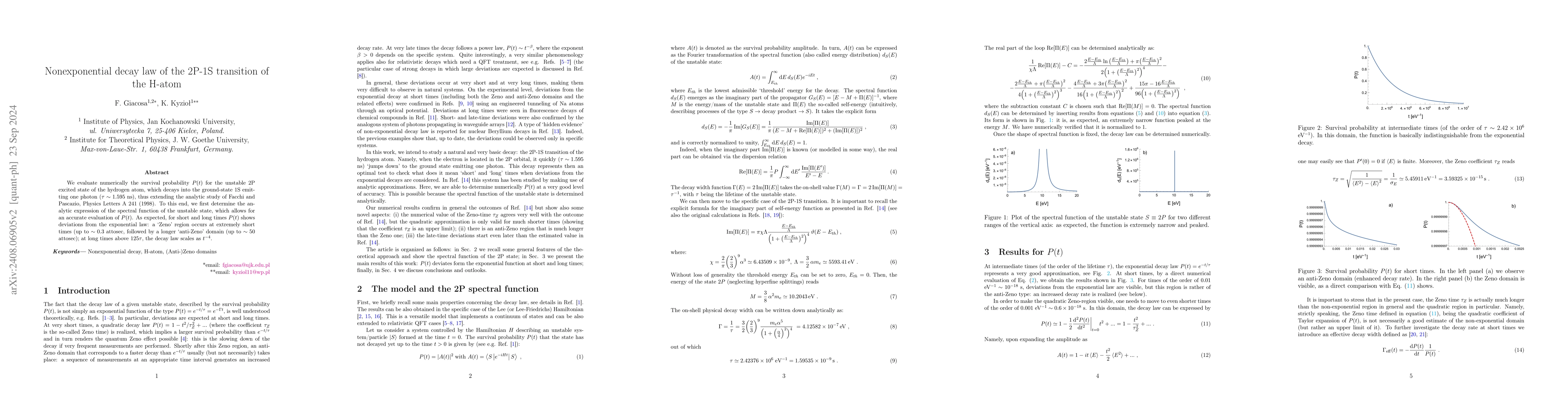 Thumbnail for Nonexponential decay law of the 2P-1S transition of the H-atom