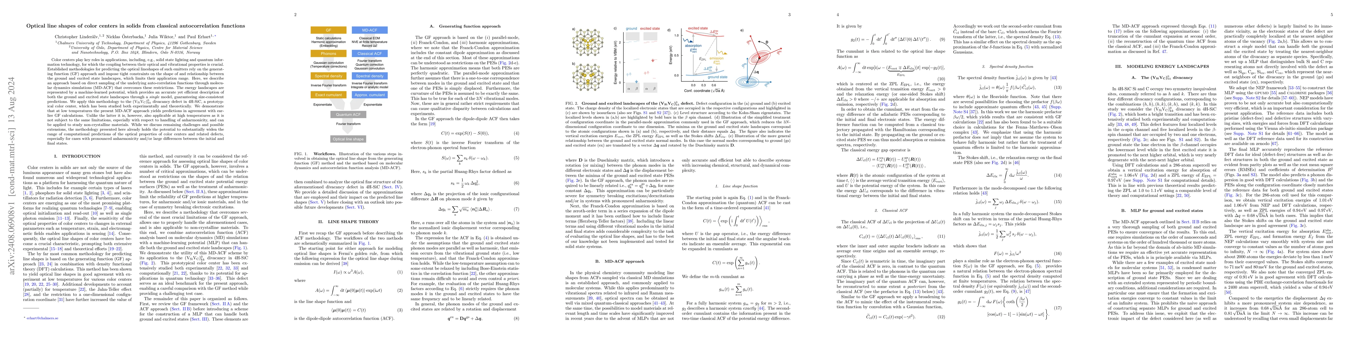Thumbnail for Optical line shapes of color centers in solids from classical
  autocorrelation functions