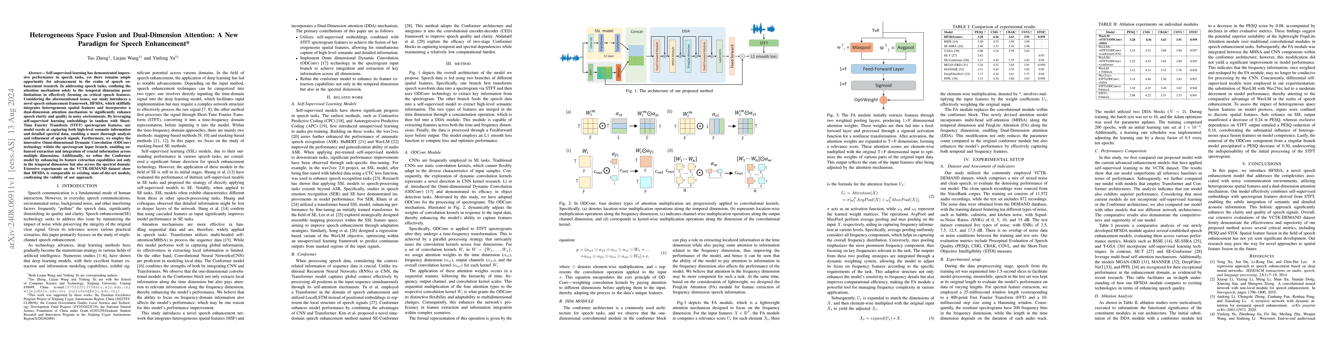 Thumbnail for Heterogeneous Space Fusion and Dual-Dimension Attention: A New Paradigm
  for Speech Enhancement
