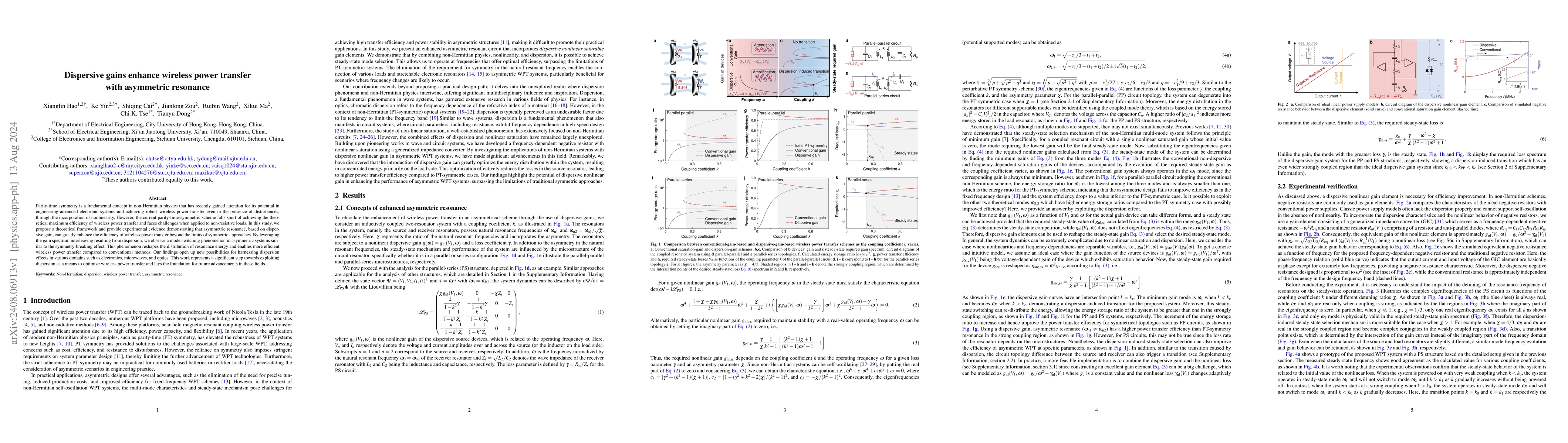 Thumbnail for Dispersive gains enhance wireless power transfer with asymmetric
  resonance