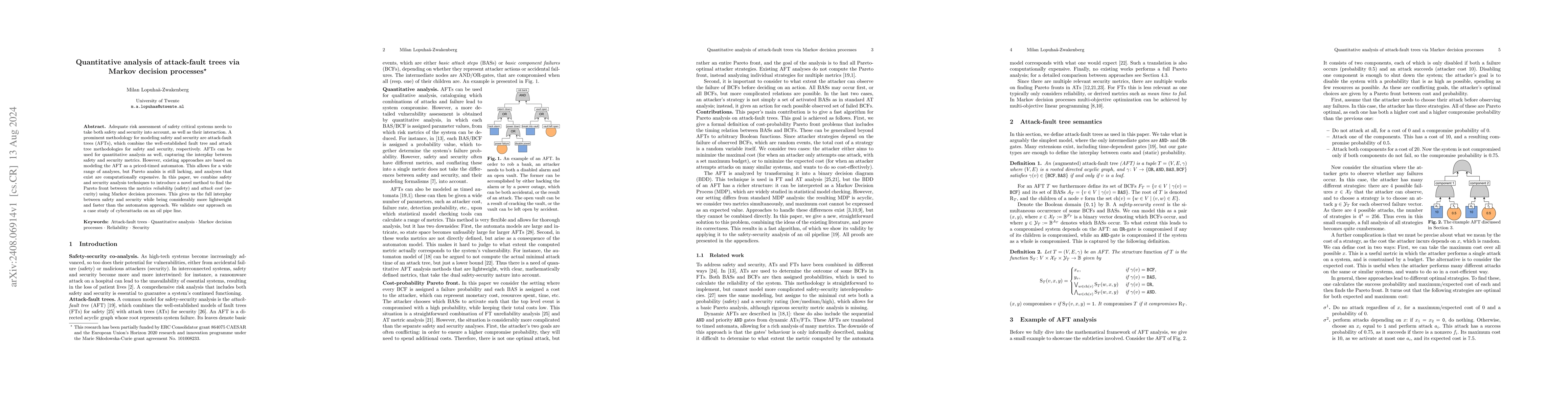 Thumbnail for Quantitative analysis of attack-fault trees via Markov decision
  processes