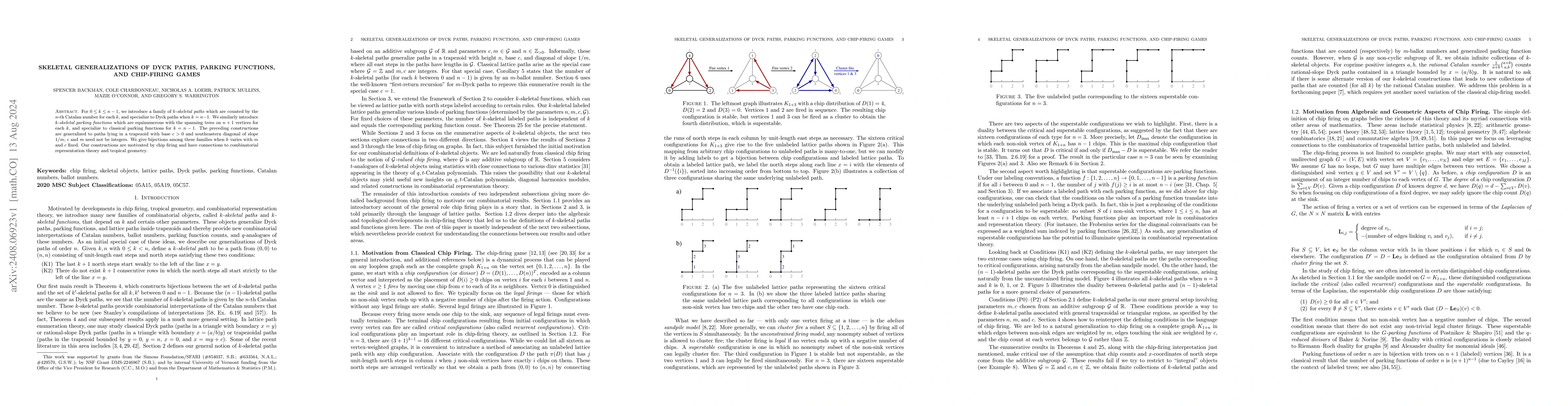 Thumbnail for Skeletal generalizations of Dyck paths, parking functions, and
  chip-firing games