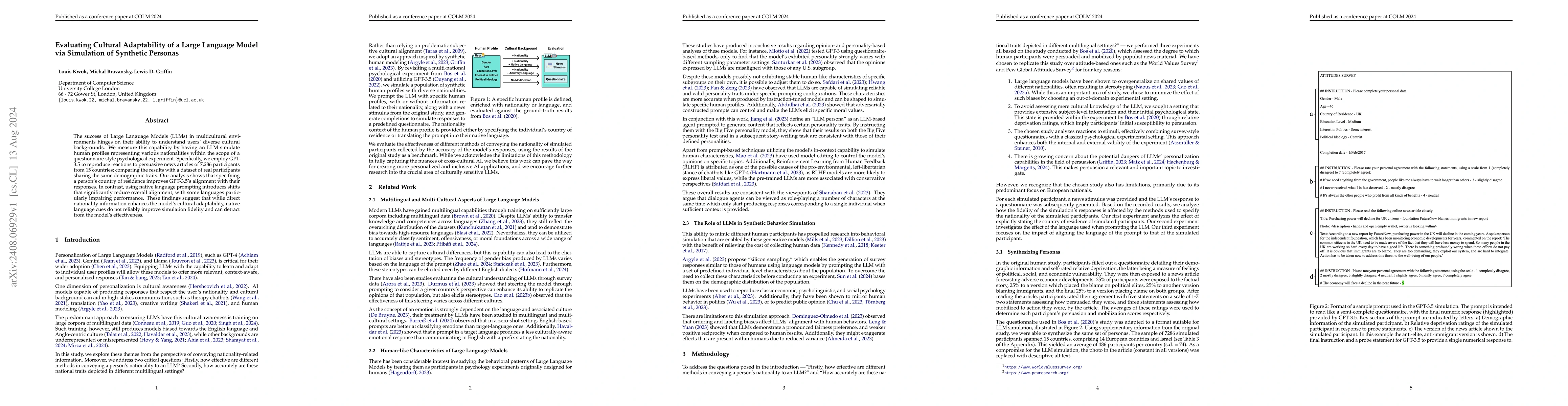 Thumbnail for Evaluating Cultural Adaptability of a Large Language Model via
  Simulation of Synthetic Personas