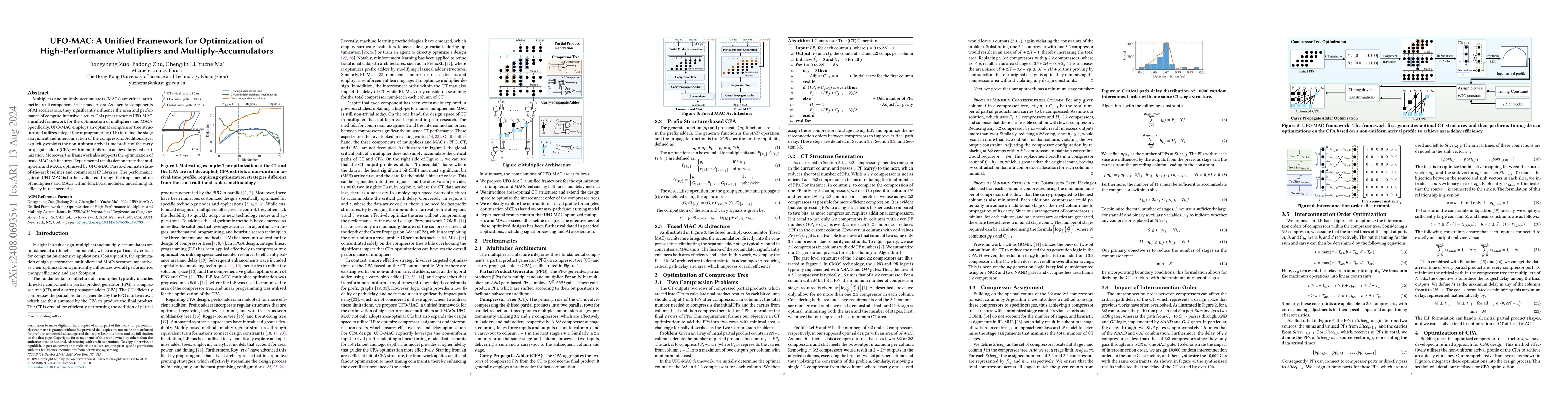 Thumbnail for UFO-MAC: A Unified Framework for Optimization of High-Performance
  Multipliers and Multiply-Accumulators