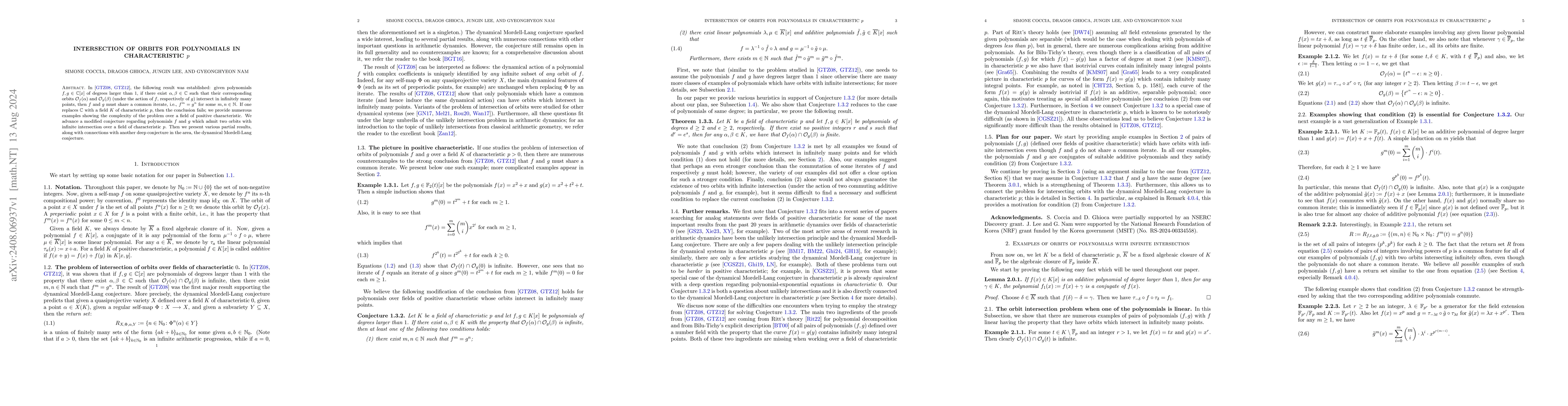 Thumbnail for Intersection of orbits for polynomials in characteristic $p$