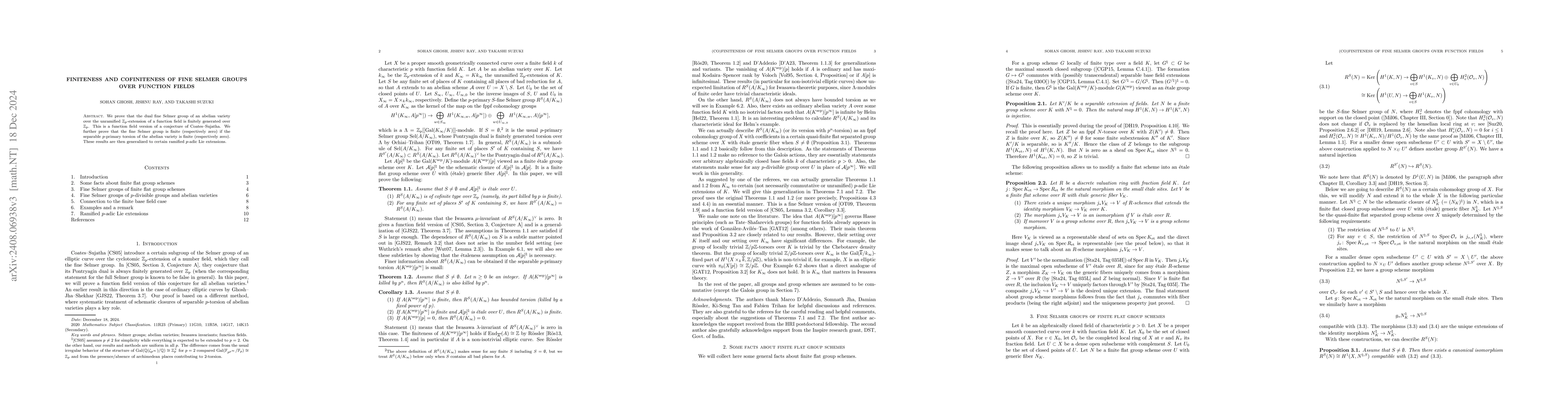 Thumbnail for Finiteness and cofiniteness of fine Selmer groups over function fields