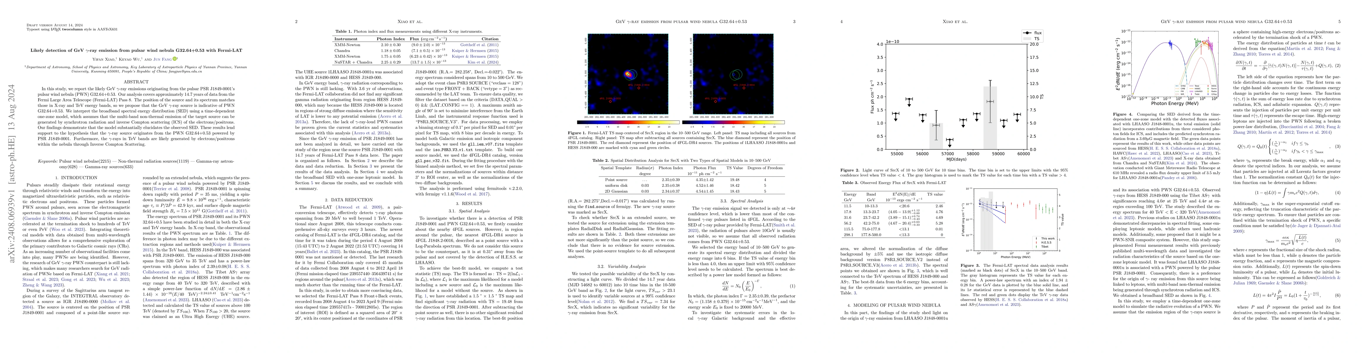 Thumbnail for Likely detection of GeV γ-ray emission from pulsar wind nebula
  G32.64+0.53 with Fermi-LAT