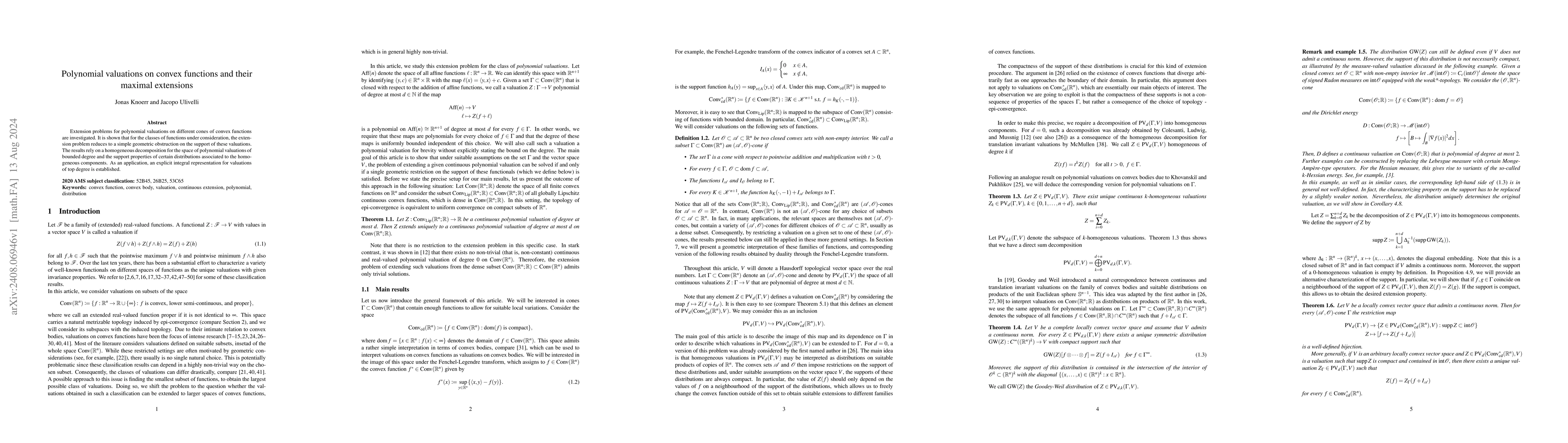 Thumbnail for Polynomial valuations on convex functions and their maximal extensions