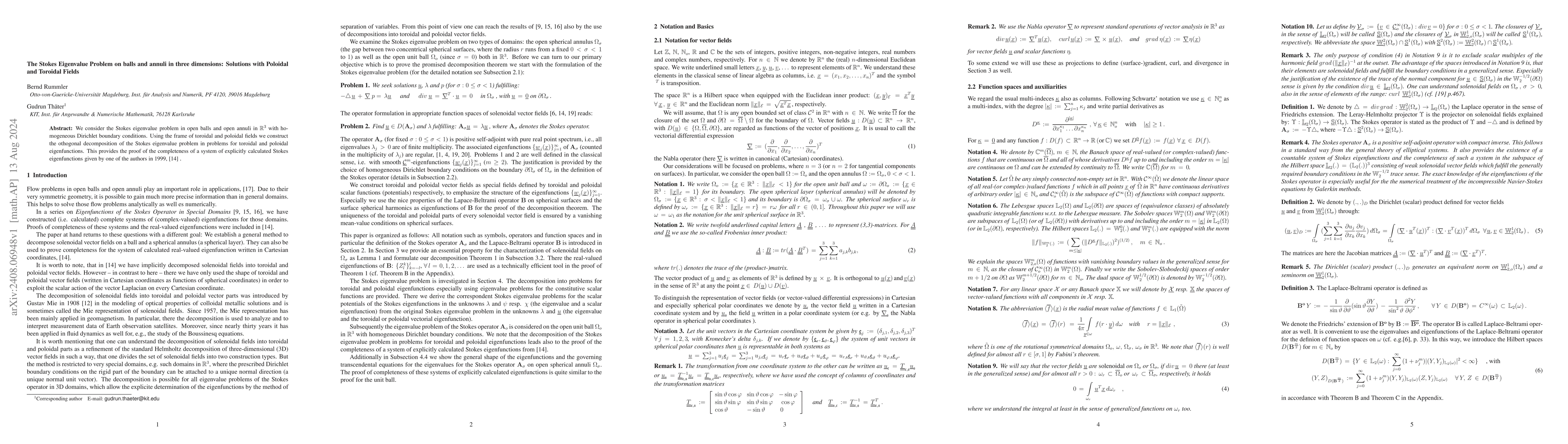 Thumbnail for The Stokes Eigenvalue Problem on balls and annuli in three dimensions:
  Solutions with Poloidal and Toroidal Fields