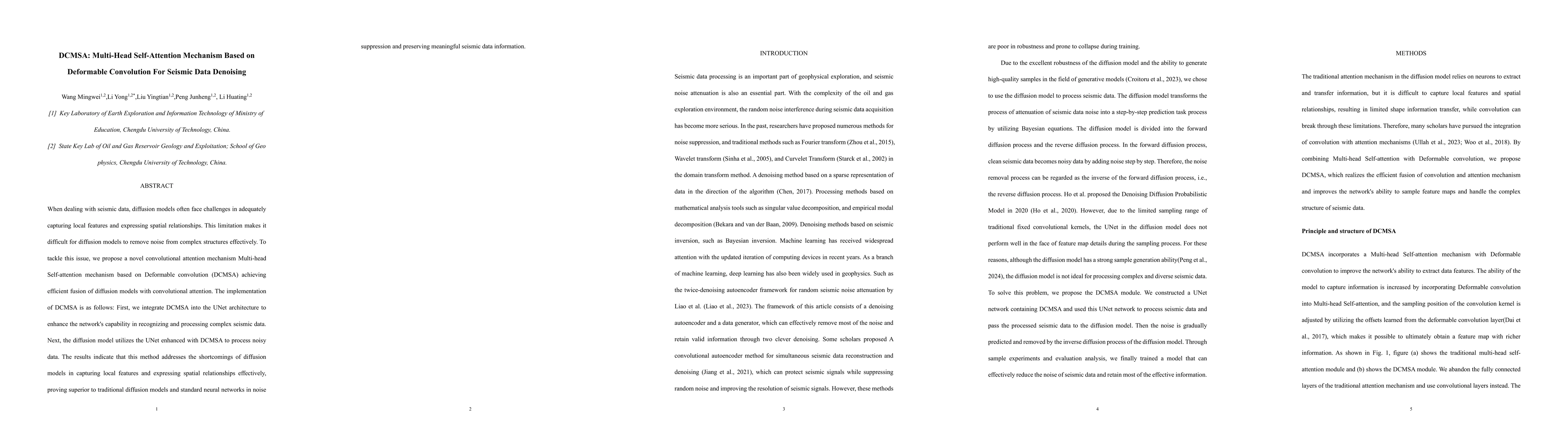 Thumbnail for DCMSA: Multi-Head Self-Attention Mechanism Based on Deformable
  Convolution For Seismic Data Denoising