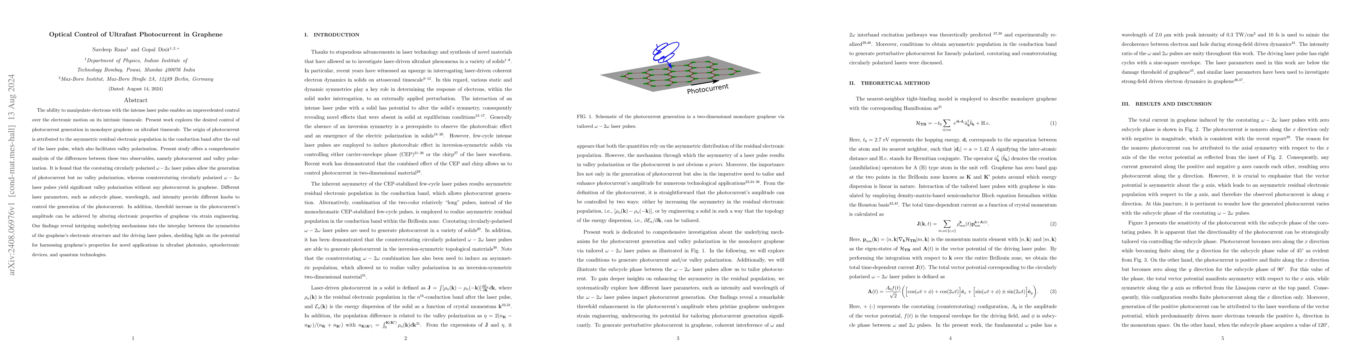 Thumbnail for Optical Control of Ultrafast Photocurrent in Graphene