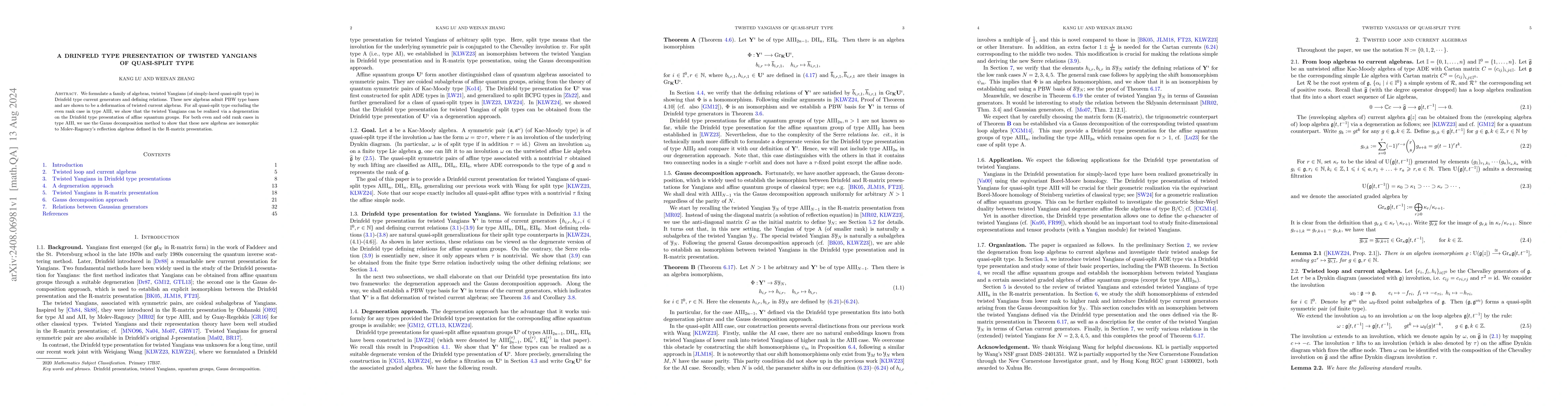 Thumbnail for A Drinfeld type presentation of twisted Yangians of quasi-split type