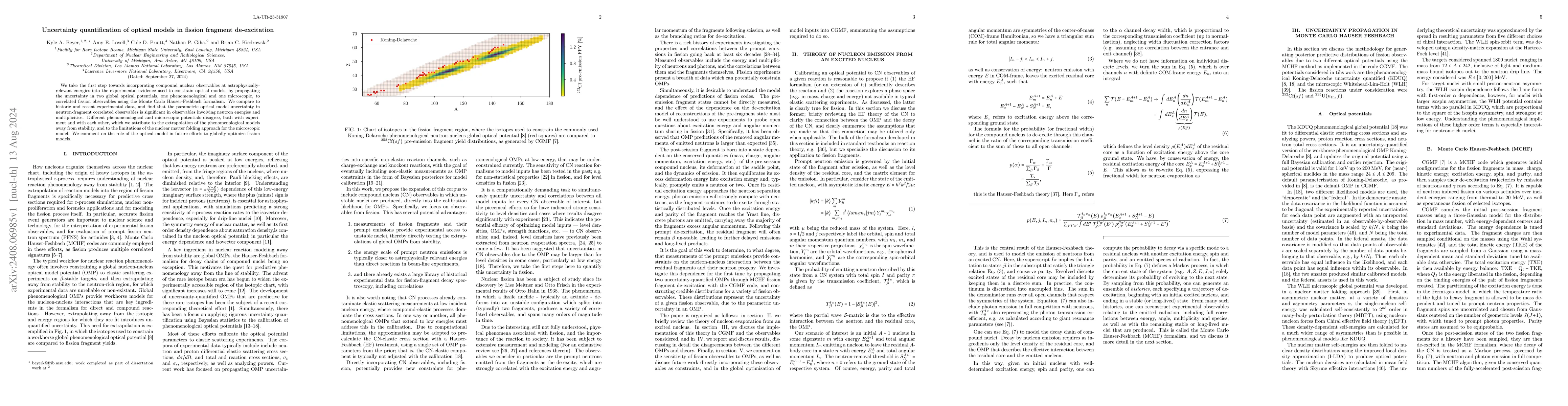Thumbnail for Uncertainty quantification of optical models in fission fragment
  de-excitation
