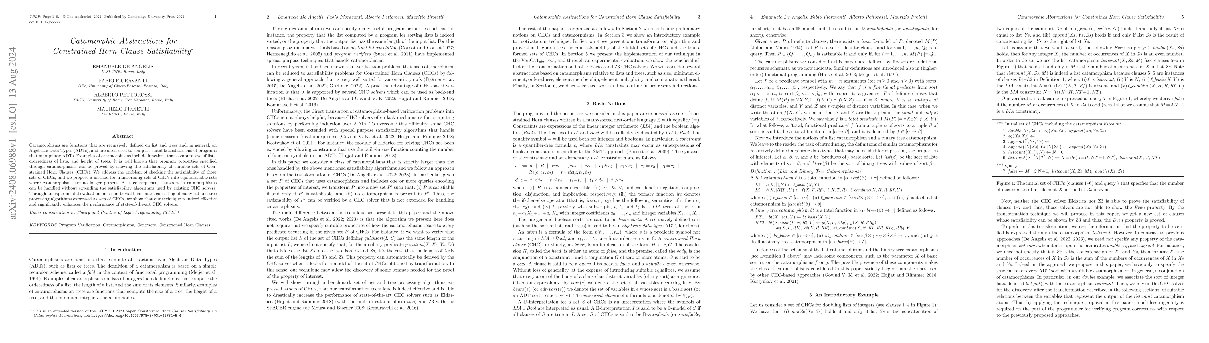 Thumbnail for Catamorphic Abstractions for Constrained Horn Clause Satisfiability