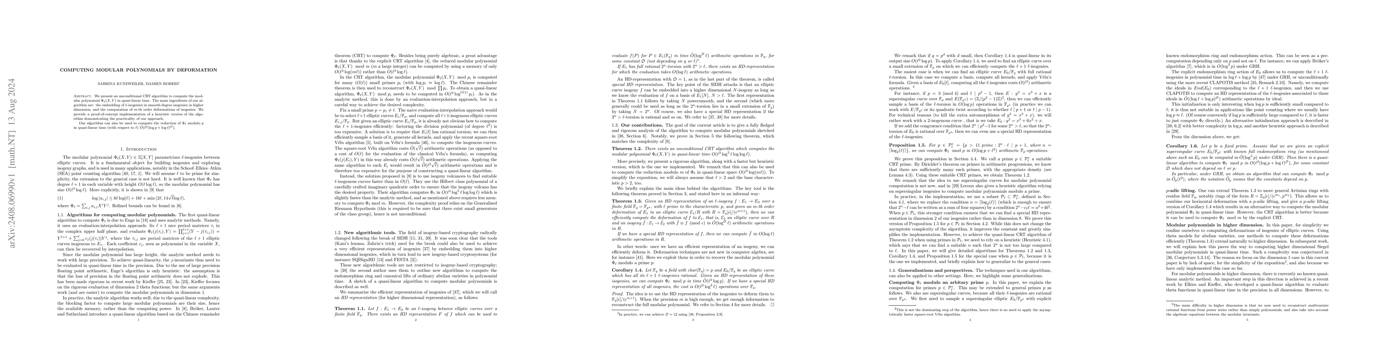 Thumbnail for Computing modular polynomials by deformation