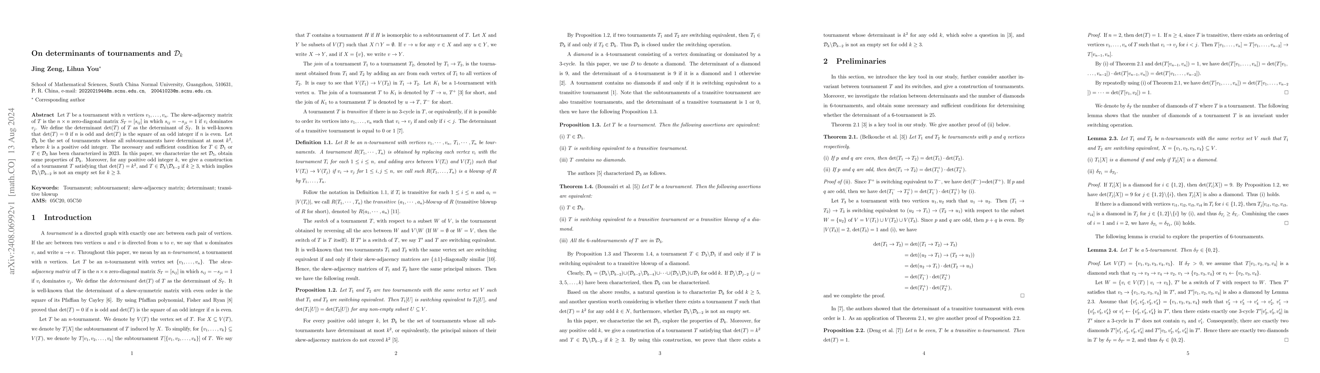 Thumbnail for On determinants of tournaments and $\mathcal{D}_k$