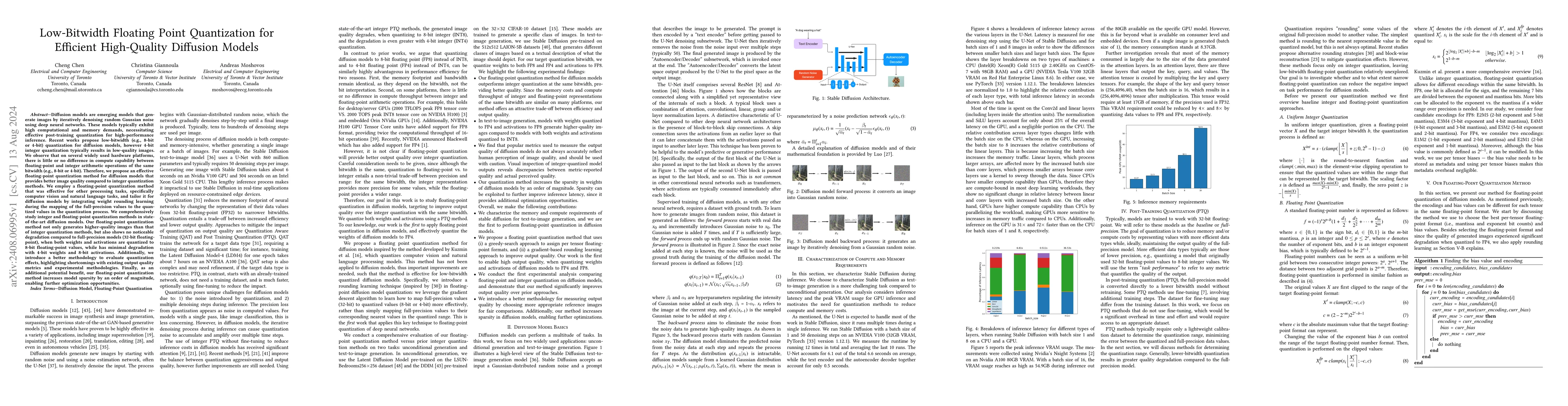 Thumbnail for Low-Bitwidth Floating Point Quantization for Efficient High-Quality
  Diffusion Models