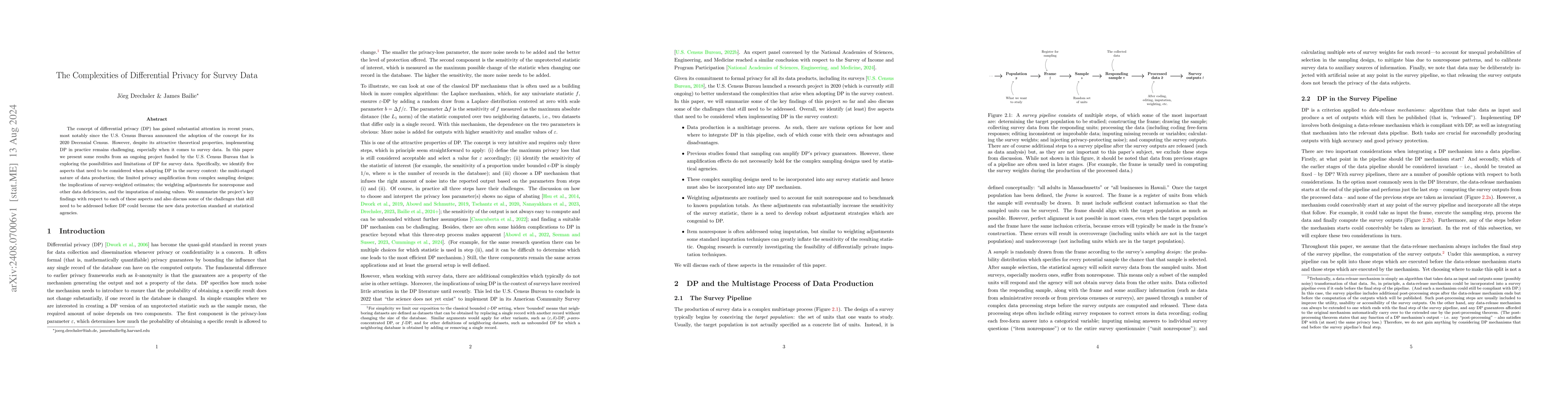 Thumbnail for The Complexities of Differential Privacy for Survey Data